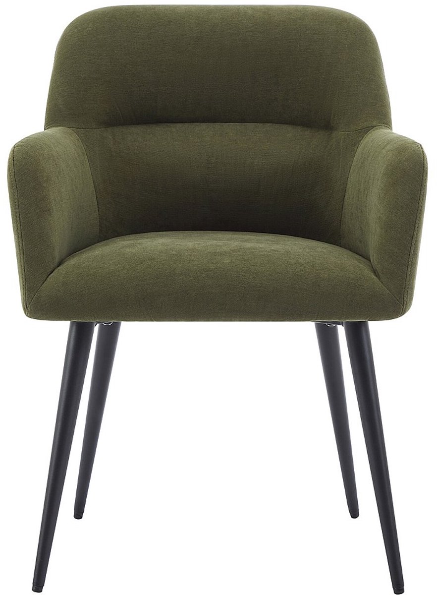 Vente-unique Set van 2 stoelen met armleuningen van stof en zwart metaal - Groen - HEKA