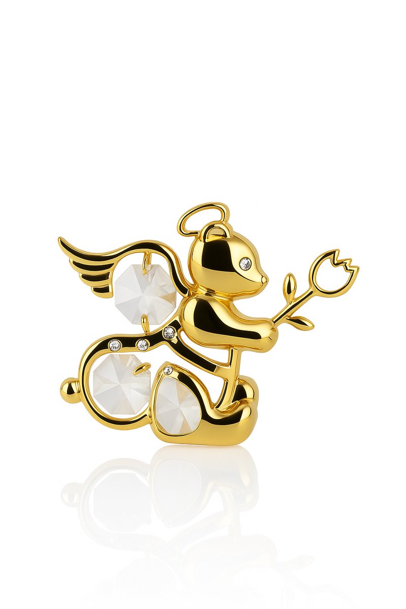 Luxe 24K Vergulde Panda met Swarovski Kristallen – Decoratie met Zuignap – Gouden Beeldje – Kristallen Panda Ornament