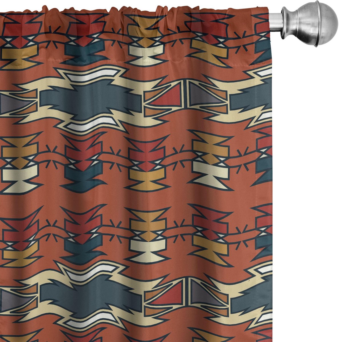 ABAKUHAUS 2x75x175 cm – etnische gordijnen Boho Azteekse – kaneel/multicolor Zimt