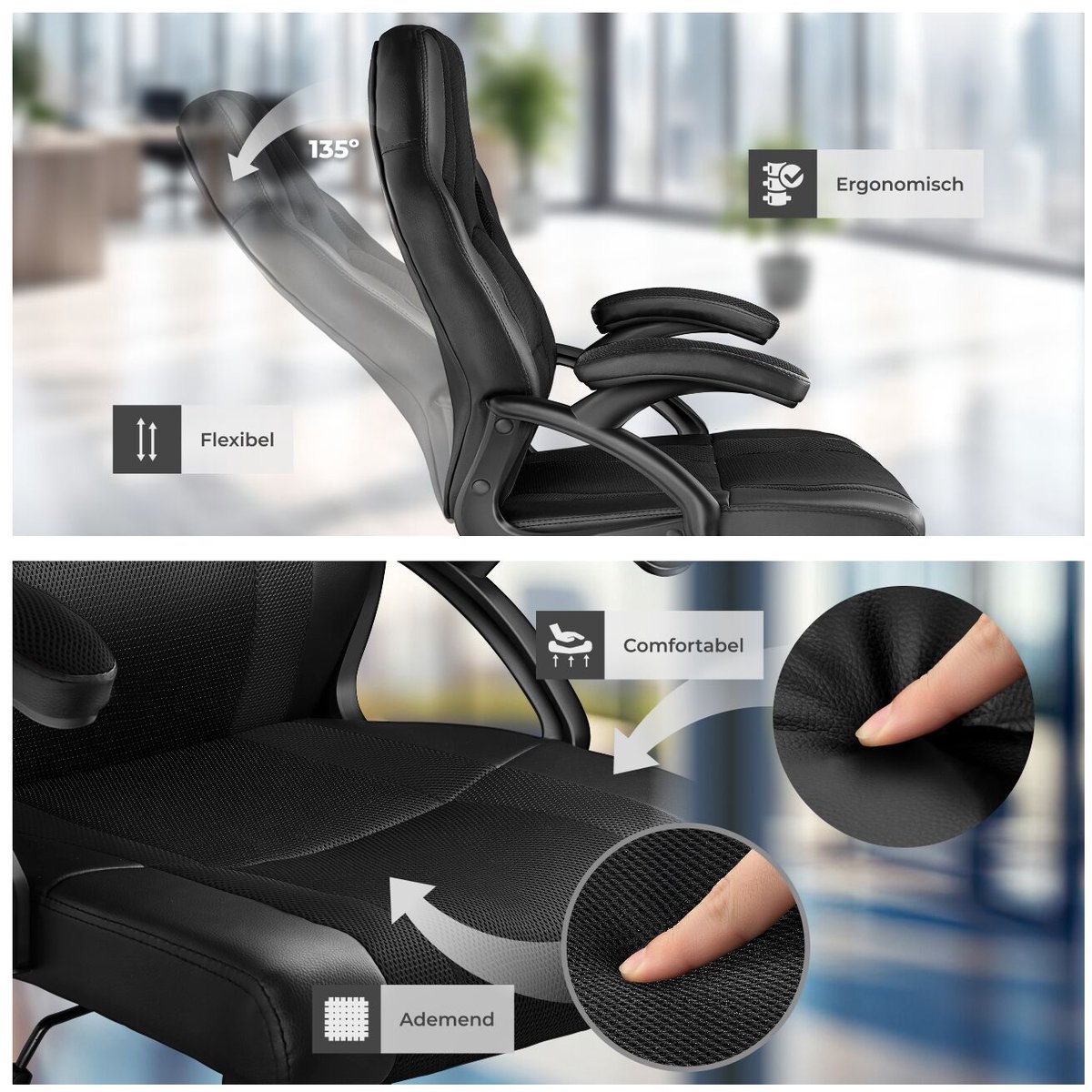 tectake Racing bureaustoel - Gamestoel met schommelfunctie - afbeelding 3