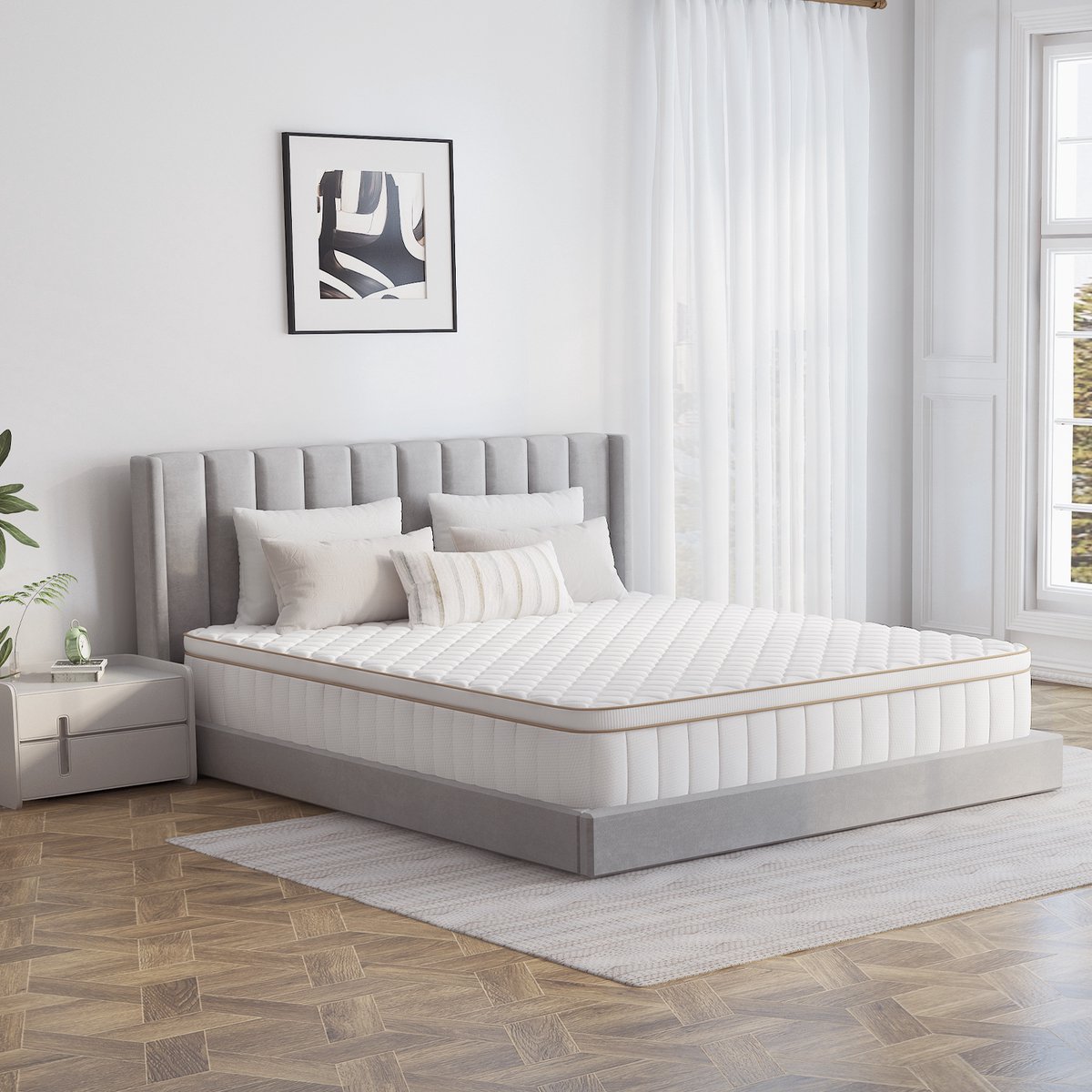 Saikefy Matras 160x200 tweepersoons - 25cm - Pocketvering Matras - 7-Zones - Orthopedisch - Anti-Allergie - Traagschuim - Gemiddelde Stevigheid — afbeelding 4