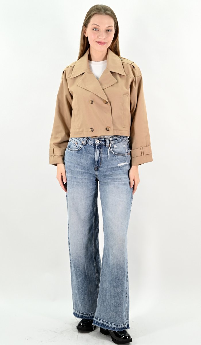 YesMooi - Cropped trenchcoat - Water repellent - Camel - S (36)