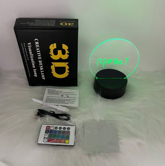 Meerkleurig LED-schrijfblok met RGB-achtergrondverlichting - uitwisbaar - inclusief afstandsbediening en marker - rond — afbeelding 3