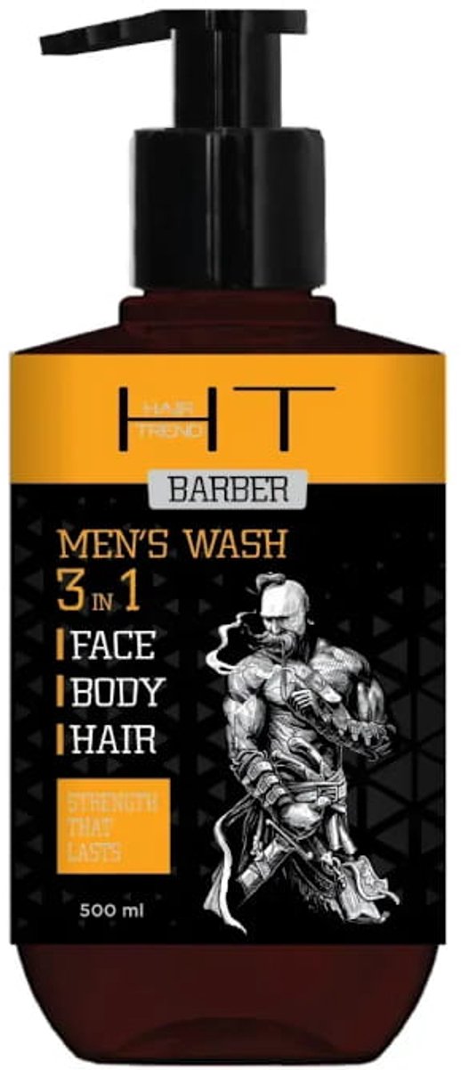 3-in-1 Wasgel voor Mannen - gezicht - haar - lichaam - kruiden en tabak geur - gember extract 500 ml