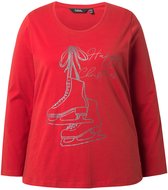 Ulla Popken - Dames - Shirt kerstmotief Classic ronde hals lange mouwen - Salsa - Maat 42+