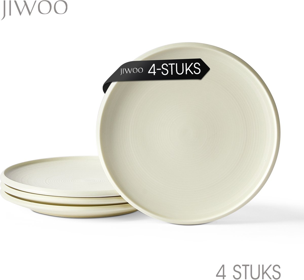 Dinerborden set van 4 (Ø21,8cm / 8,5inch), Bordenset, Ontbijtborden, Dessertborden, serviesset 4 persoons, Geschikt voor restaurants, Horeca, Feest, familiefeesten, banketten en picknicks, Magnetron-vaatwasserbestendig, Keramiek