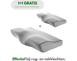 ErgoComfy® LuxLine - Hoofdkussen - Ergonomisch - 60x35cm - Orthopedisch - Traagschuim - Nekklachten - Tegen Nek- en rugklachten