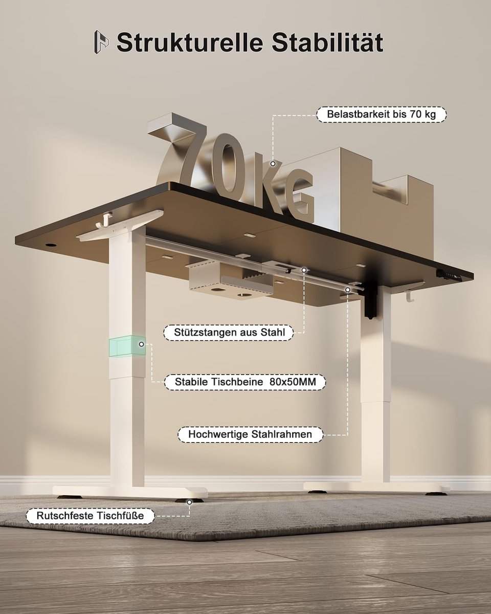 Elektrisch in hoogte verstelbaar bureau - 180x80 cm - Zwart - verstelbaar bureau 180x80 cm – - Medahomestore