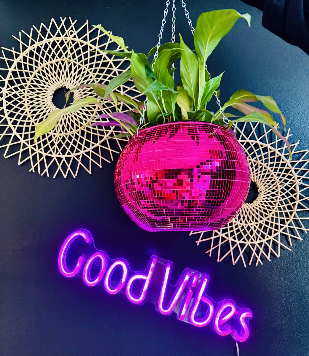 Housevitamin Hangende Vaas - Disco Glitter- Glas -Roze - 25x25x25cm
