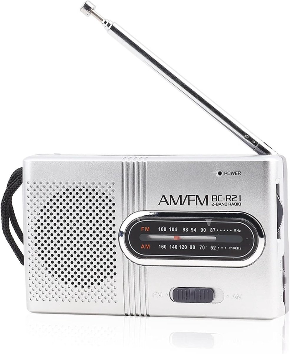 Noodradio - AM/FM Radio - Kleine Draagbare Radio op Batterijen - Batterij Radio - Noodpakket - Zakradio - Keukenradio - Draagbare Radio - Koptelefoonaansluiting - Radio op Batterijen voor Rampen - Voor reizen, noodgevallen en entertainment