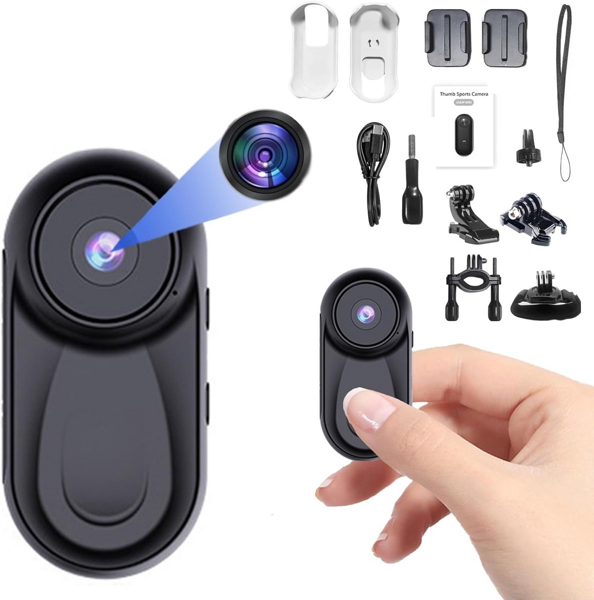 Mini Sport Camera 1080P Full HD Bodycam - 2 MP, 0,85"" Scherm, 120° Groothoek, F2.0, Infrarood Nachtzicht, OTG, Duim Action Camera voor Reizen, Fietsen, Huisdieren