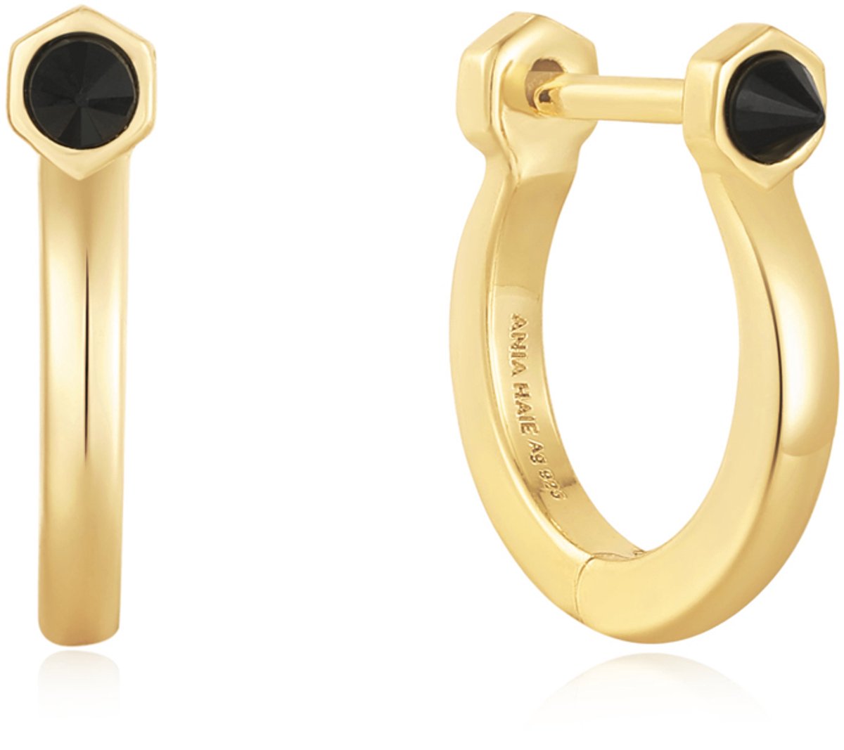 Ania Haie AH E053-04G Polished Punk Dames Oorbellen - Oorringen - Sieraad - Zilver - Goudkleurig - 925 Zilver - 2 mm breed - 8.5 mm lang