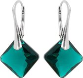 DBD - Zilveren Oorbellen - Kristal - Princess Emerald Groen - 16MM - Anti Allergisch