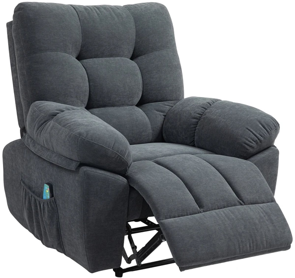 ZYLARO Elektrische Massagestoel - Power Massagefauteuil - 8 Massagepunten - 150 Graden Kantelbaar - met Massage & Verwarming - met Afstandsbediening en Timer - tot 150 kg - Relaxfauteuil - Grijs Donkergrijs