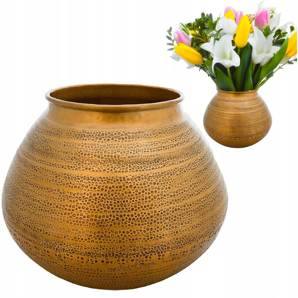 Grote Gouden Metalen Vaas 33cm - Stijlvolle Decoratie