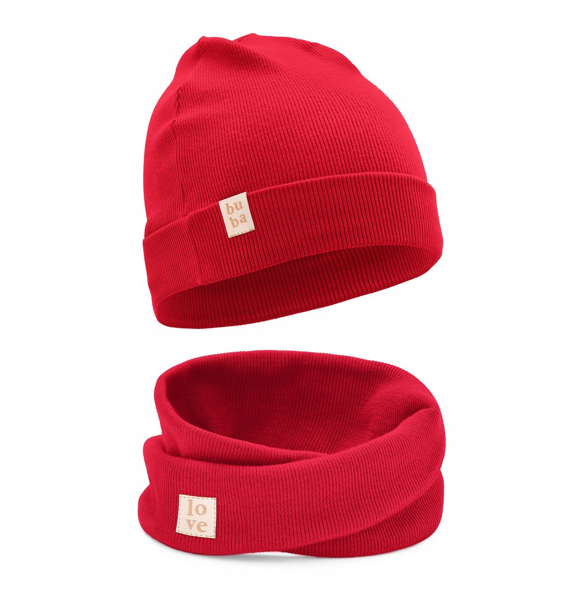 Baby Rood Gebreide Muts & Sjaal Set Katoen 40-46