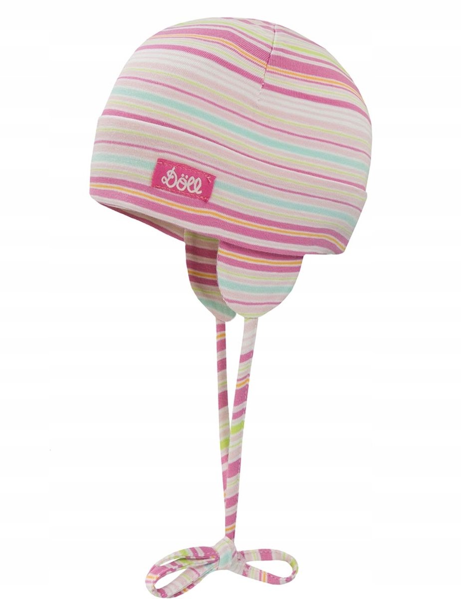 Döll Baby Muts Gebreid met Lintjes - Maat 45 Roze