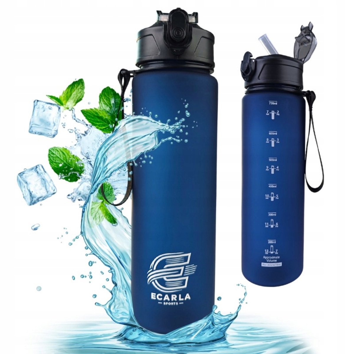 Sport Bidon 750ml - Lichtgewicht, Lekvrij met Handvat - Marineblauw