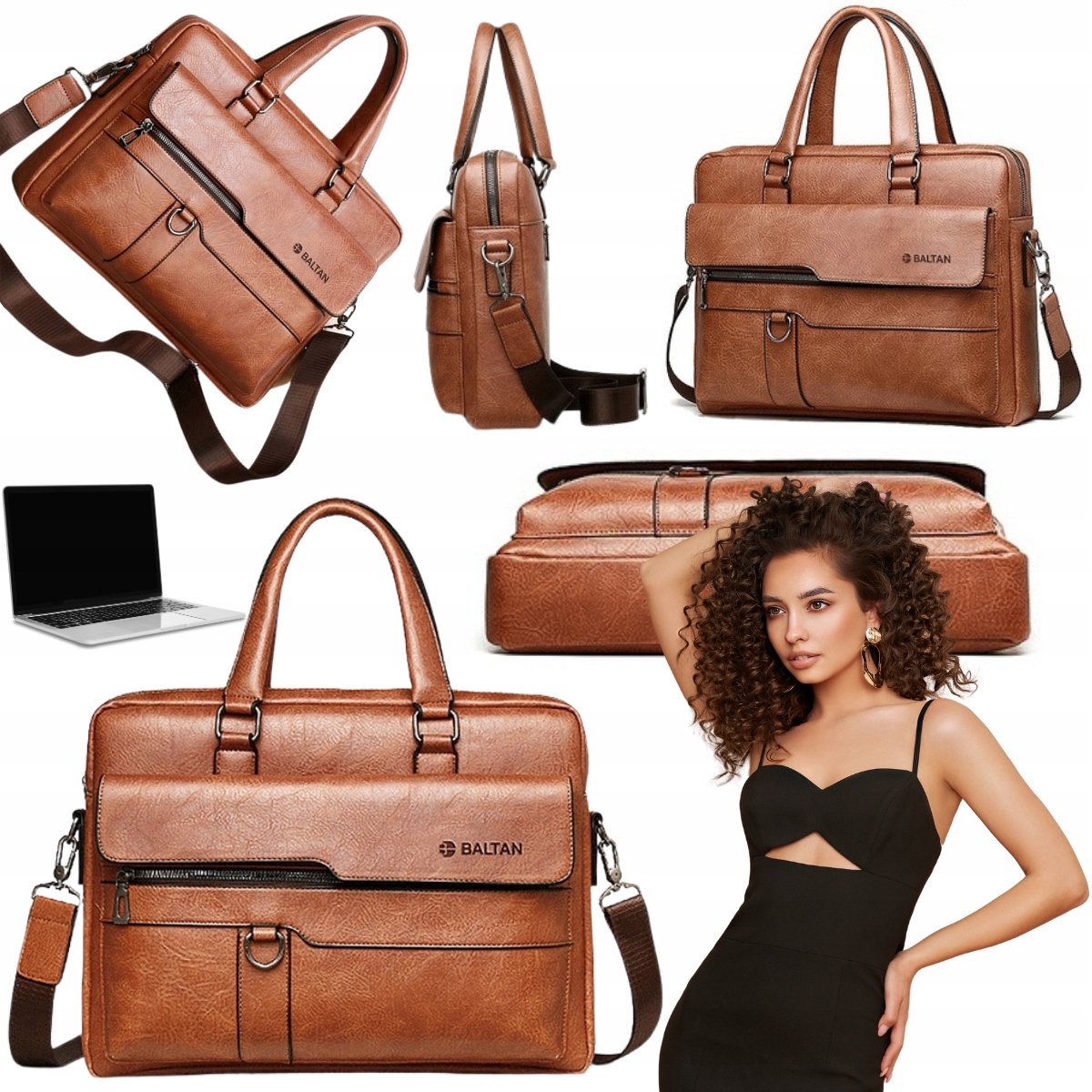Luxe Laptoptas Dames - Elegante Eco-Lederen Handtas & Rugzak 15.6"
