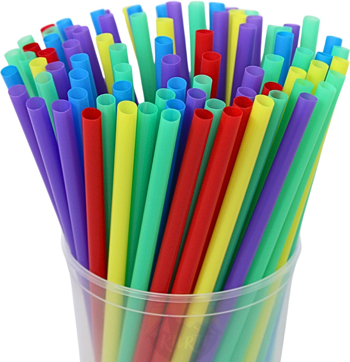 KURTT - 500 stuks Plastic rietjes - herbruikbaar rietje - 8x240mm - reusable - multicolor ( europese norm EN12875-1 gecertificeerd)
