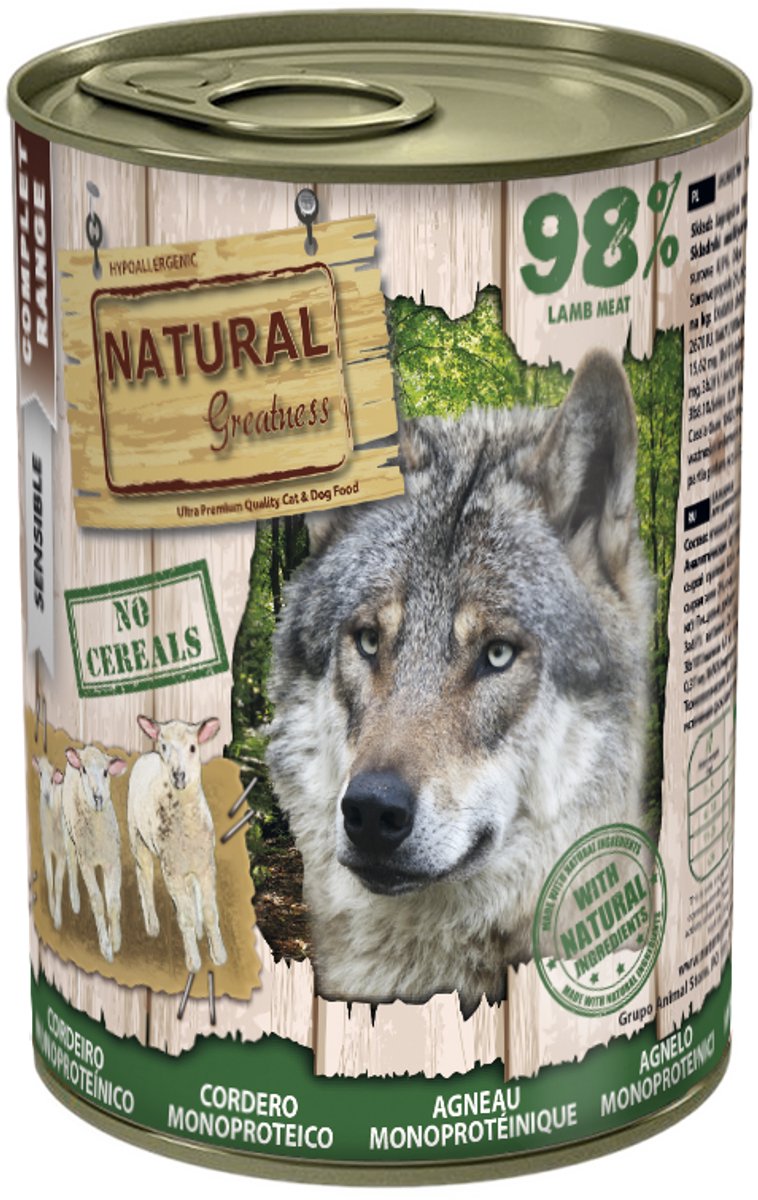 Natural greatness Natural Greatness - Dog - Wet - Mono - Lamb Recipe - Monoprotein - 12 X 400 Gr