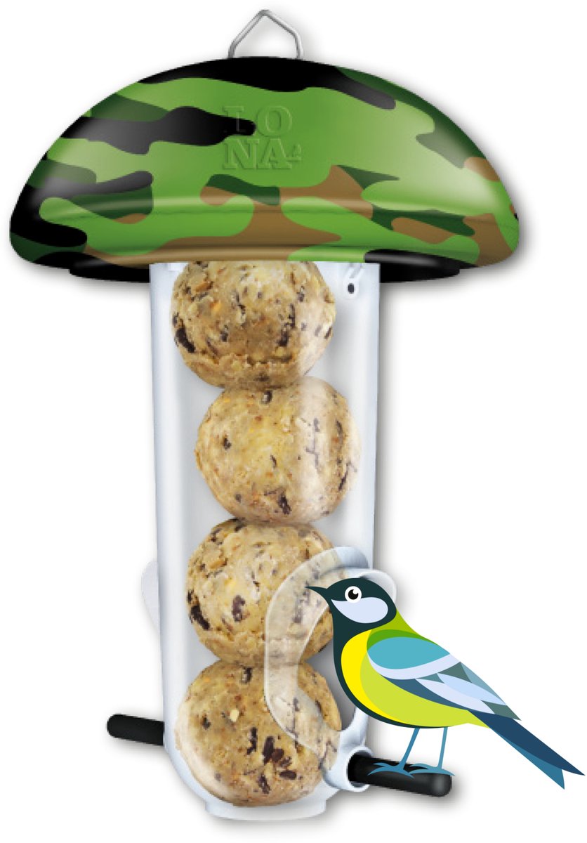 Luxe Camouflage Vetbollen Mezenbollen Voersilo M4 Camou Tuinvogel Vogelvoer Voerhouder Vogel Vetbol