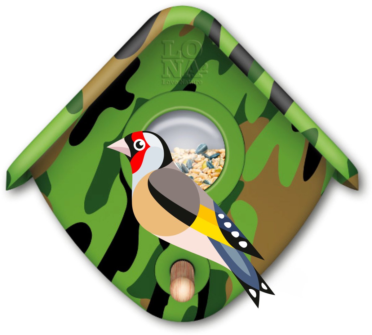 Tuinvogel Voersilo H1 Camou Zaden Vetbollen Houder Vogelvoer Huisje Zaad Vogelzaad Voerhouder Vogel