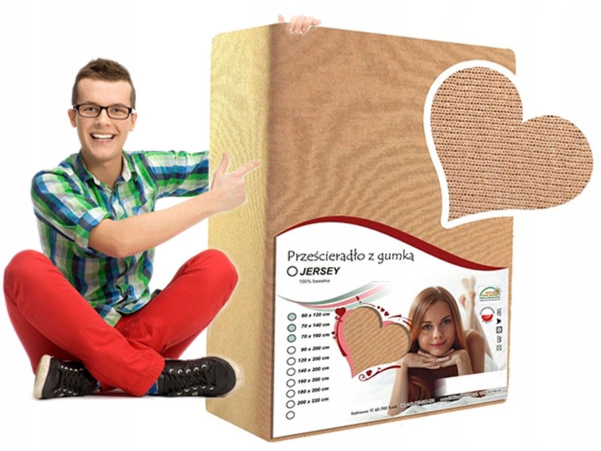 Jersey hoeslaken 50x70 cm lichtbeige, zacht katoen