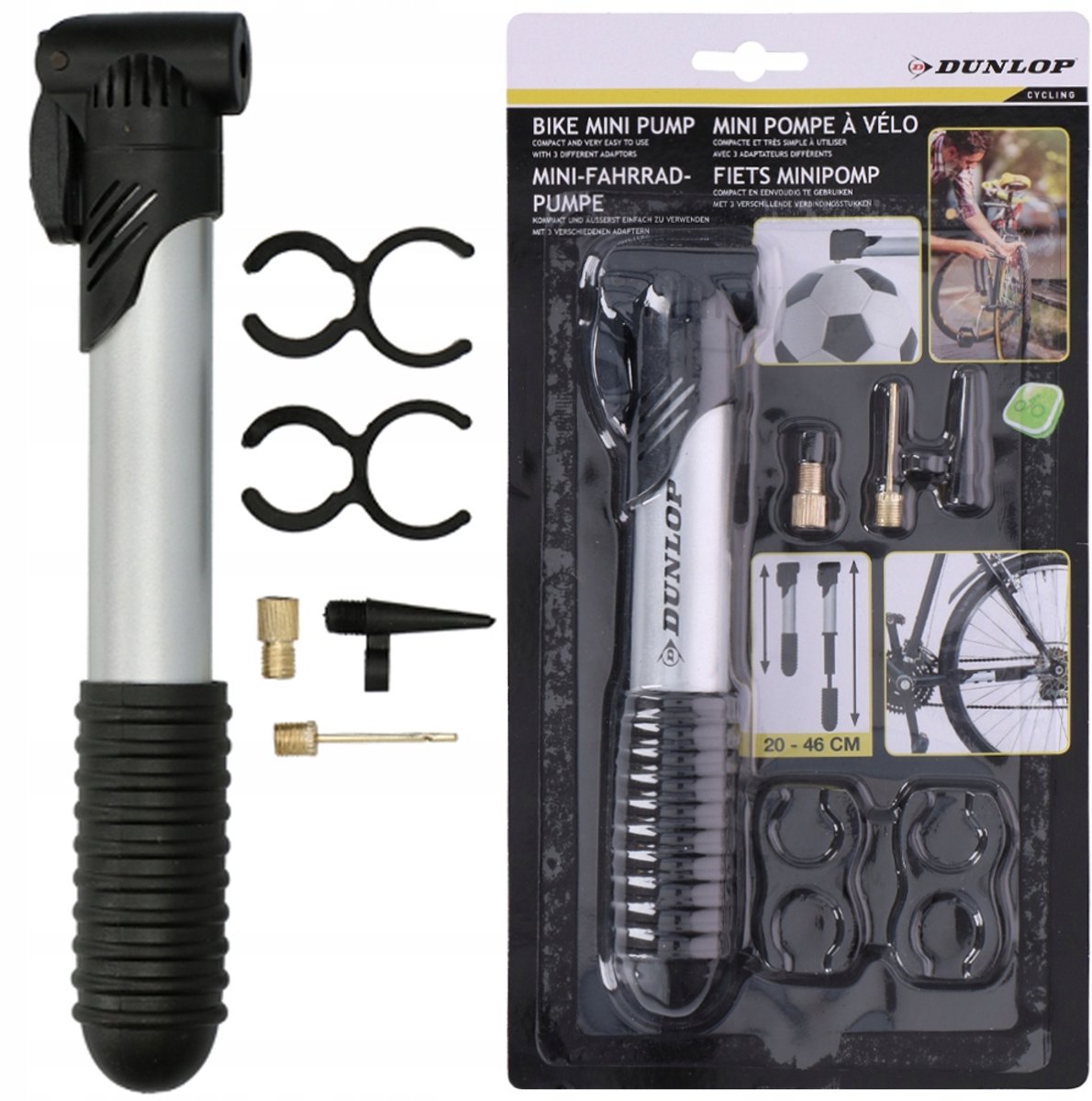 Dunlop Mini Fietspomp Aluminium 8 Bar - Compact en Lichtgewicht