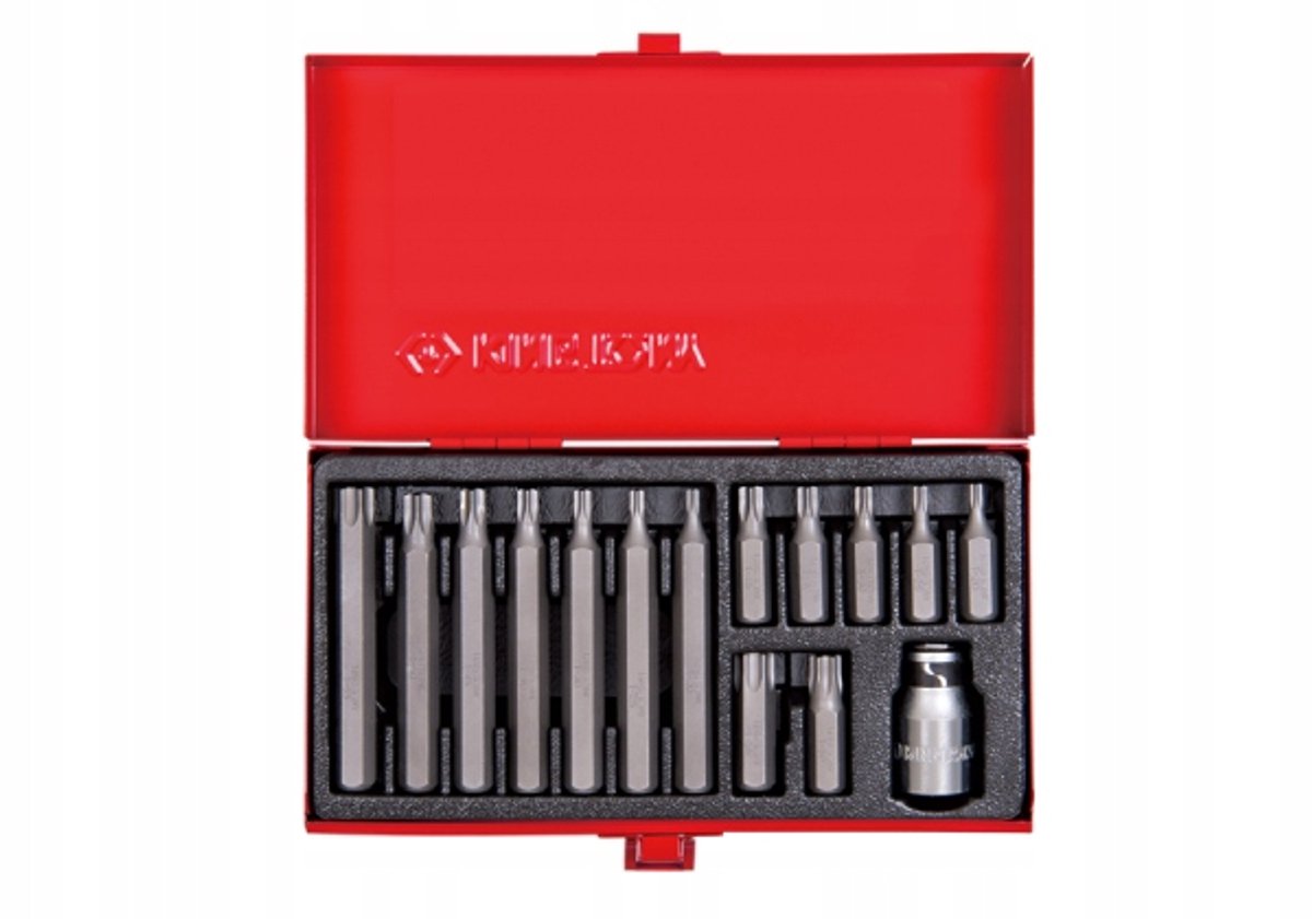 King Tony Torx bitset 10 mm T20-T55, 15 onderdelen in metalen cassette