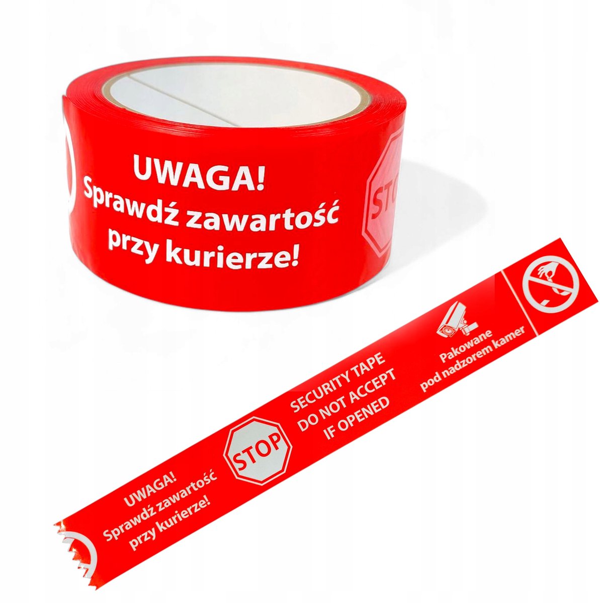 Veiligheidstape STOP Rood - 48mm x 100m - Onder Cameratoezicht
