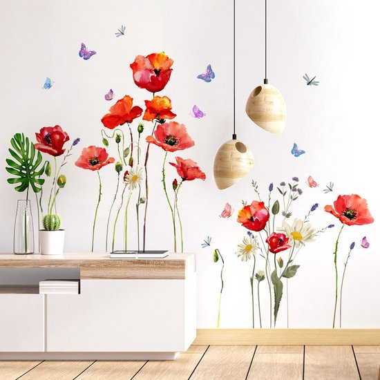 Muursticker - bloemen - Herbruikbaar/herplaatsbaar - Kinderkamer - Jongens - meisjes - Huis inrichting - Kleurrijke Muur Sticker - voor woonkamer babykamers slaapkamer toilet decoratie - 110*70 cm