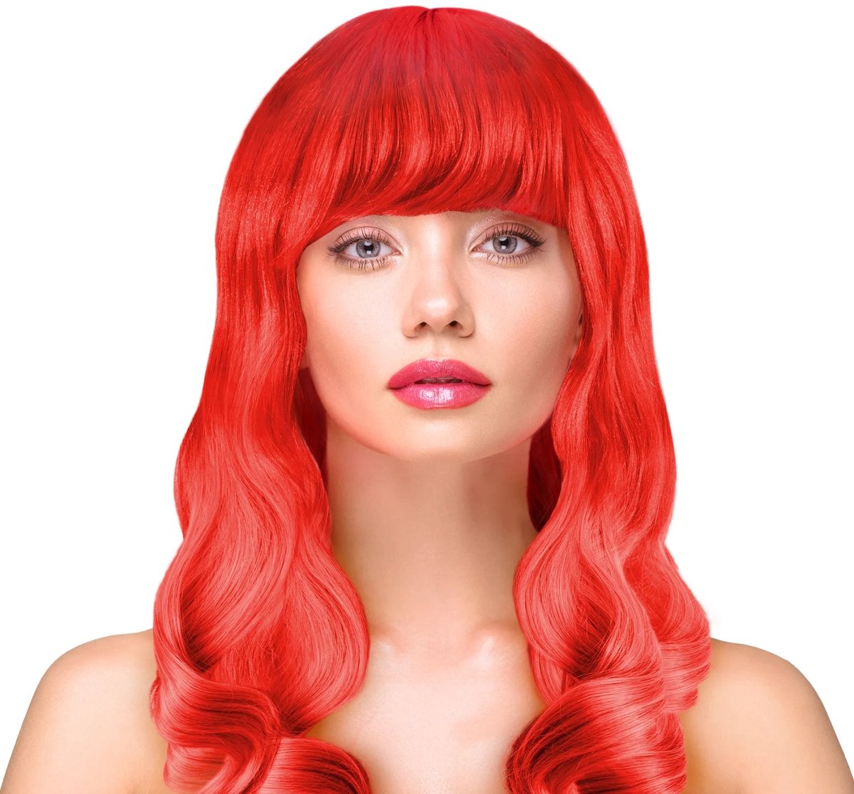 Feestpruik Lang Krullend Rood Haar Synthetisch Universeel