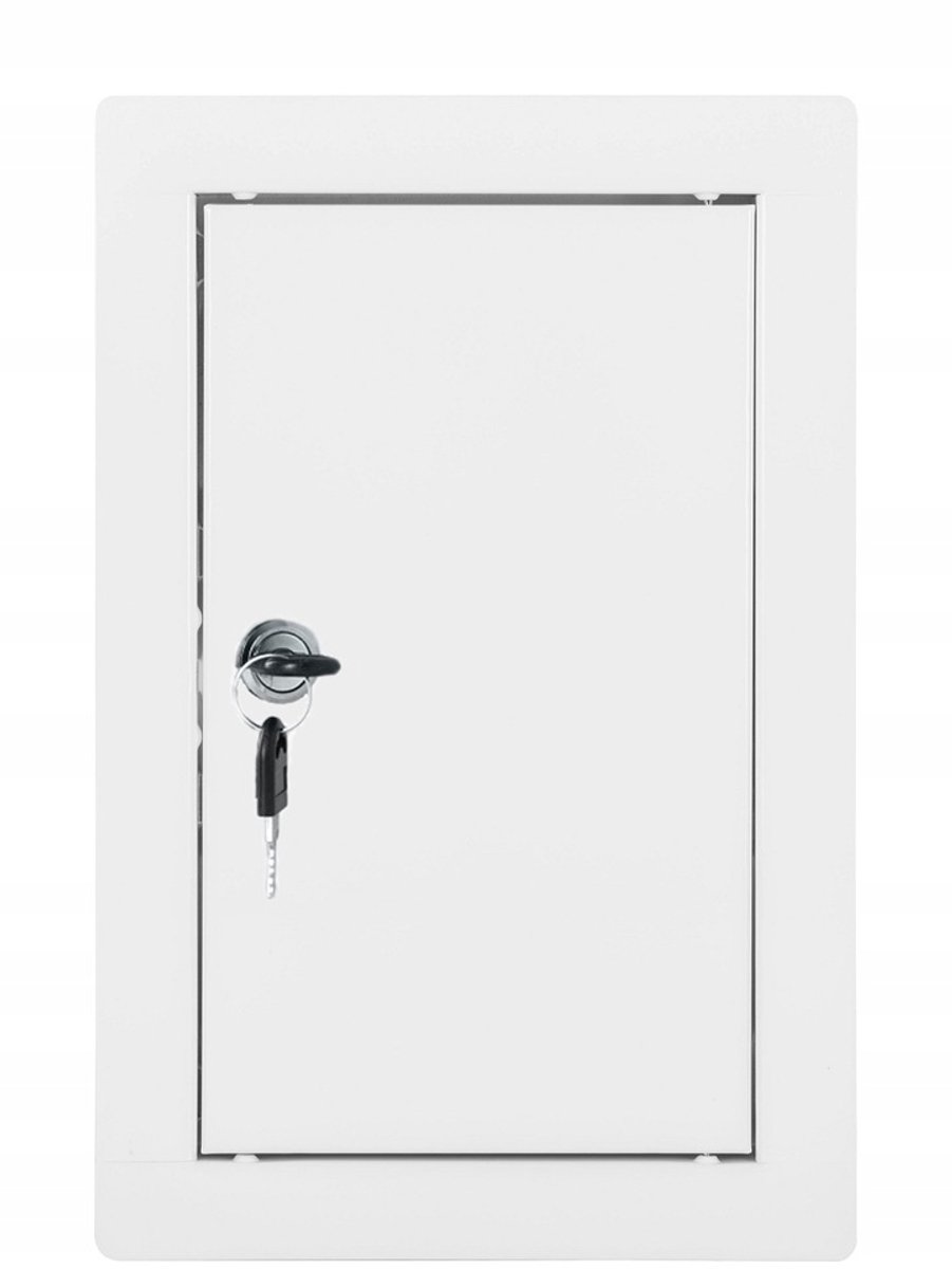 Witte sluiter 20x30cm met sleutel - Metaal, poedercoating