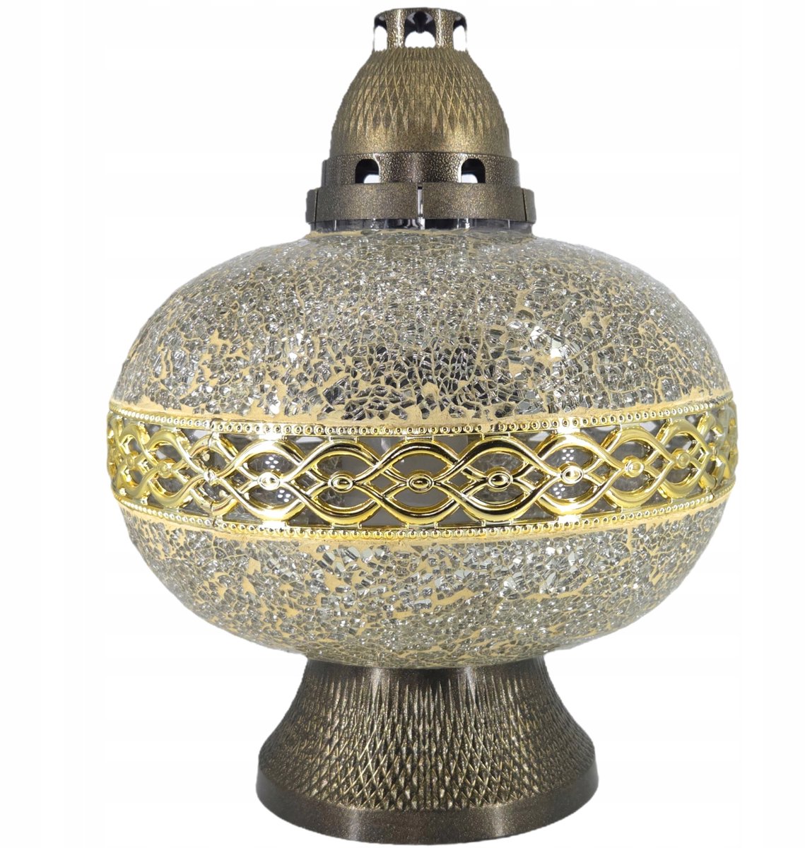 Grote Ilumini Waza Znicz met Kristallen - 38cm Goud Decor