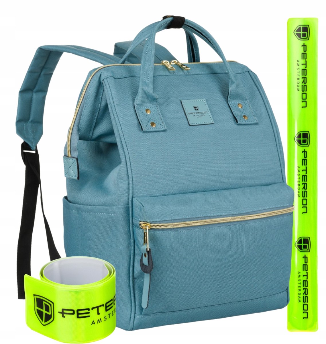 Dames Rugzak Peterson Blauw Reizen Laptop Handtas USB Poort