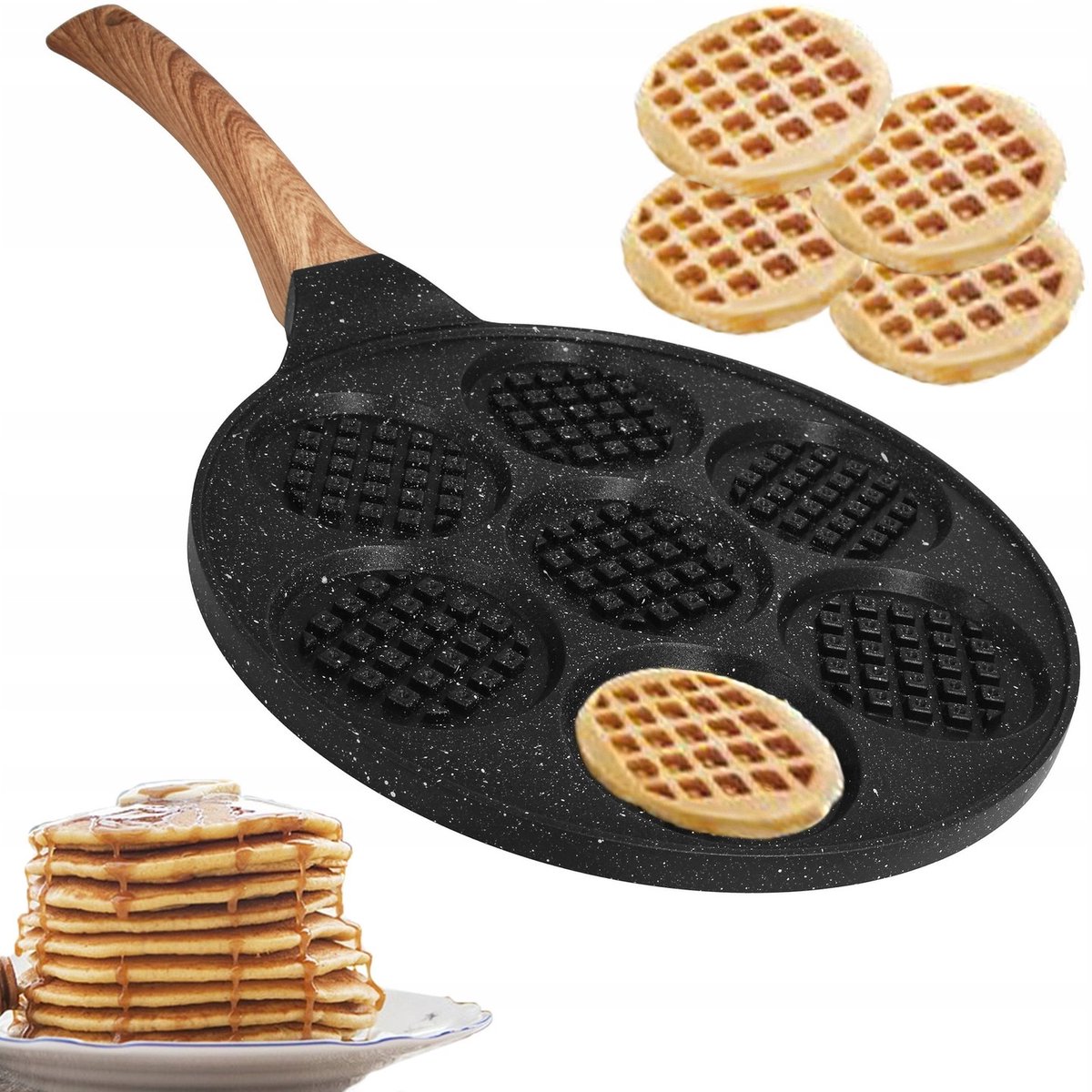 Pannenkoekenpan met 7 gaten - Antiaanbaklaag - Granietlook