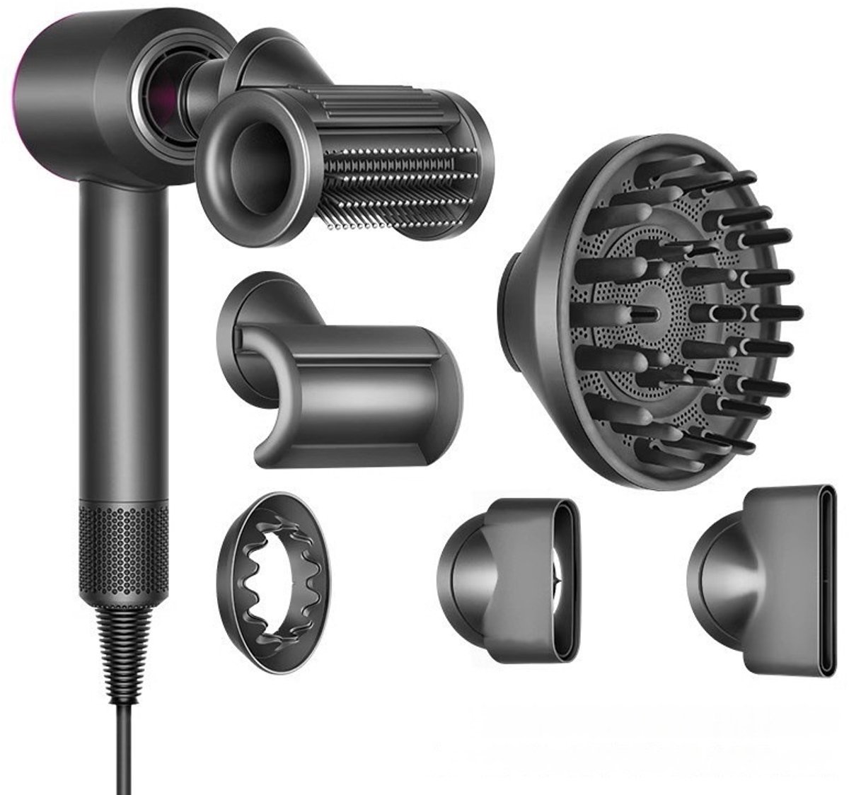 Geschikt voor Dyson HD15 Föhn Anti-Spray Mondstuk 5-delige Set, Diffuser Drooghoes, Fluffy Styling en Gladmakende Accessoires