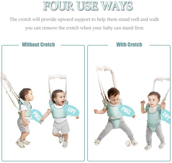 Babywalker met verstelbare veiligheidsgordel, afneembare heupondersteuning en handloopstoel voor baby's die leren lopen (9-24 maanden) (ademend groen). van Merkloos — afbeelding 5