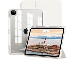 Hoes geschikt voor iPad Air 13 inch hoes Smart Wit M4/M3/M2 (2026/2024) - iPad Pro 12.9 6th/5th/4th Gen hoes Smart Case met Harde Doorzichtige Achterkant en Pencil Slot