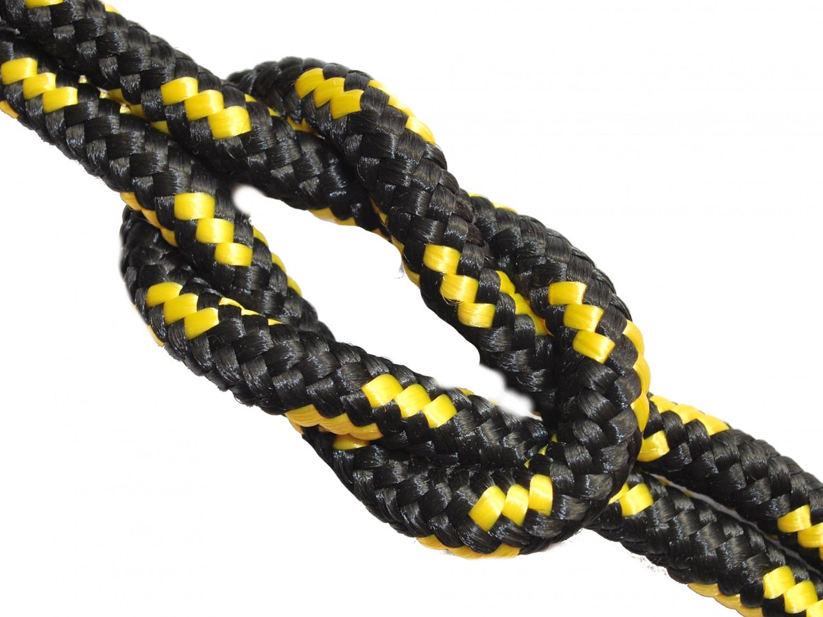 Gevlochten Polypropyleen Touw 4mm Zwart-Geel - 2 Meter
