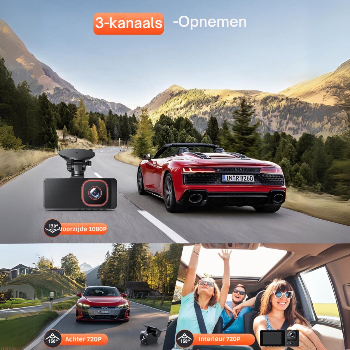 VIN® Dual Dashcam - Dashcam Voor Auto 1080p - Voor en Achter Camera – Inclusief 64GB SD-Kaart – Auto Camera Met Parkeerbewaking - Met Nachtzicht – G-Sensor – foto 2