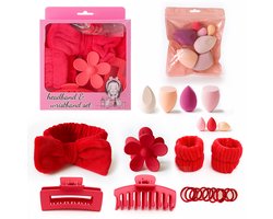 Haarklem Groot - Haarklem Bloem - Haarband Make Up - Haarband Skincare - Haarband Met Polsband - Haarclip Groot - Beauty Blender - Cadeau Voor Vrouw - Sinterklaas Cadeautjes - Cosmetica - Haaraccessoires - Haarelastiekjes - Make Up