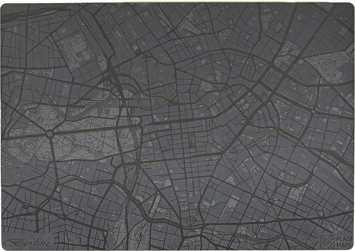 Place Maps Gegraveerde Kunstlederen Placemat Berlijn Leigrijs 1 stuk