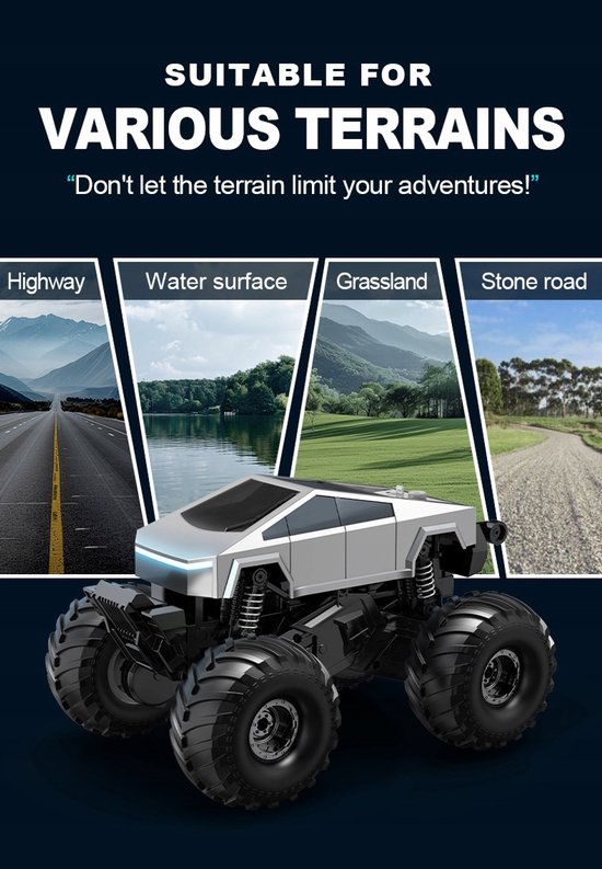 YAR - Mini Cybertruck RC Auto avec station de charge - Design innovant - Voiture électrique avec éclairage - Pour Enfants - Wit