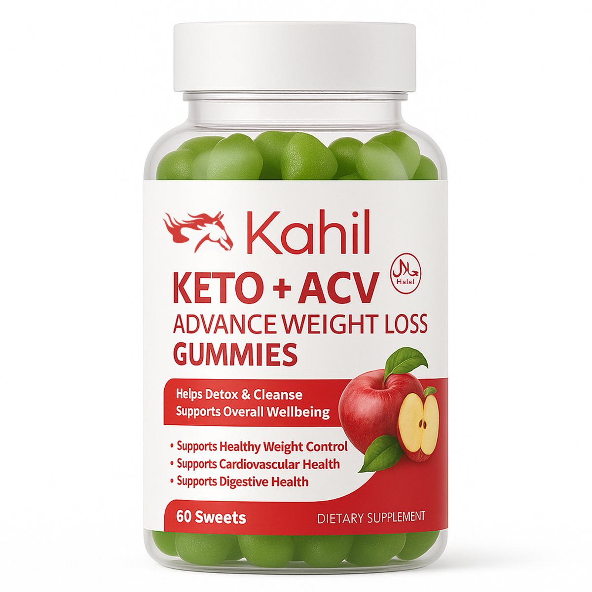 Kahil - Appelazijn Gummies - 60 Stuks - Voedingssupplement