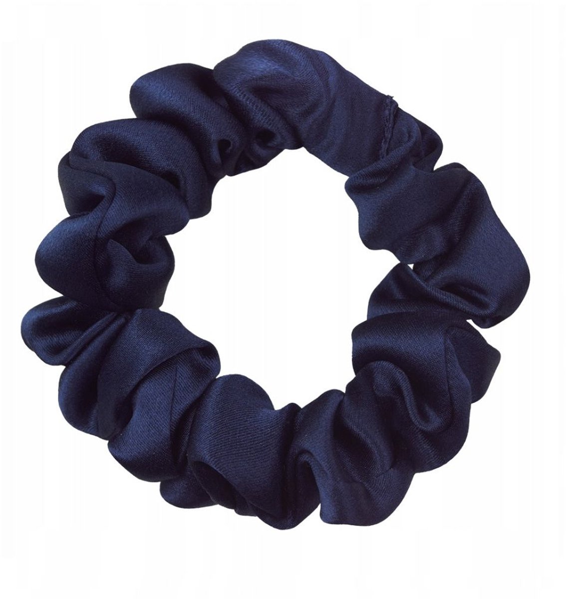 Kleine zijden scrunchie haarband 100% moerbeizijde - marineblauw