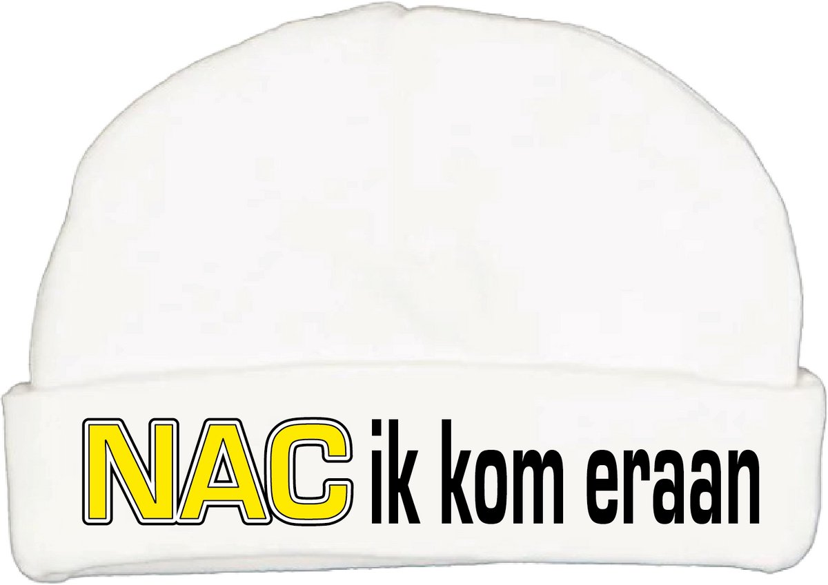 Babymutsje met de tekst: NAC ik kom eraan !