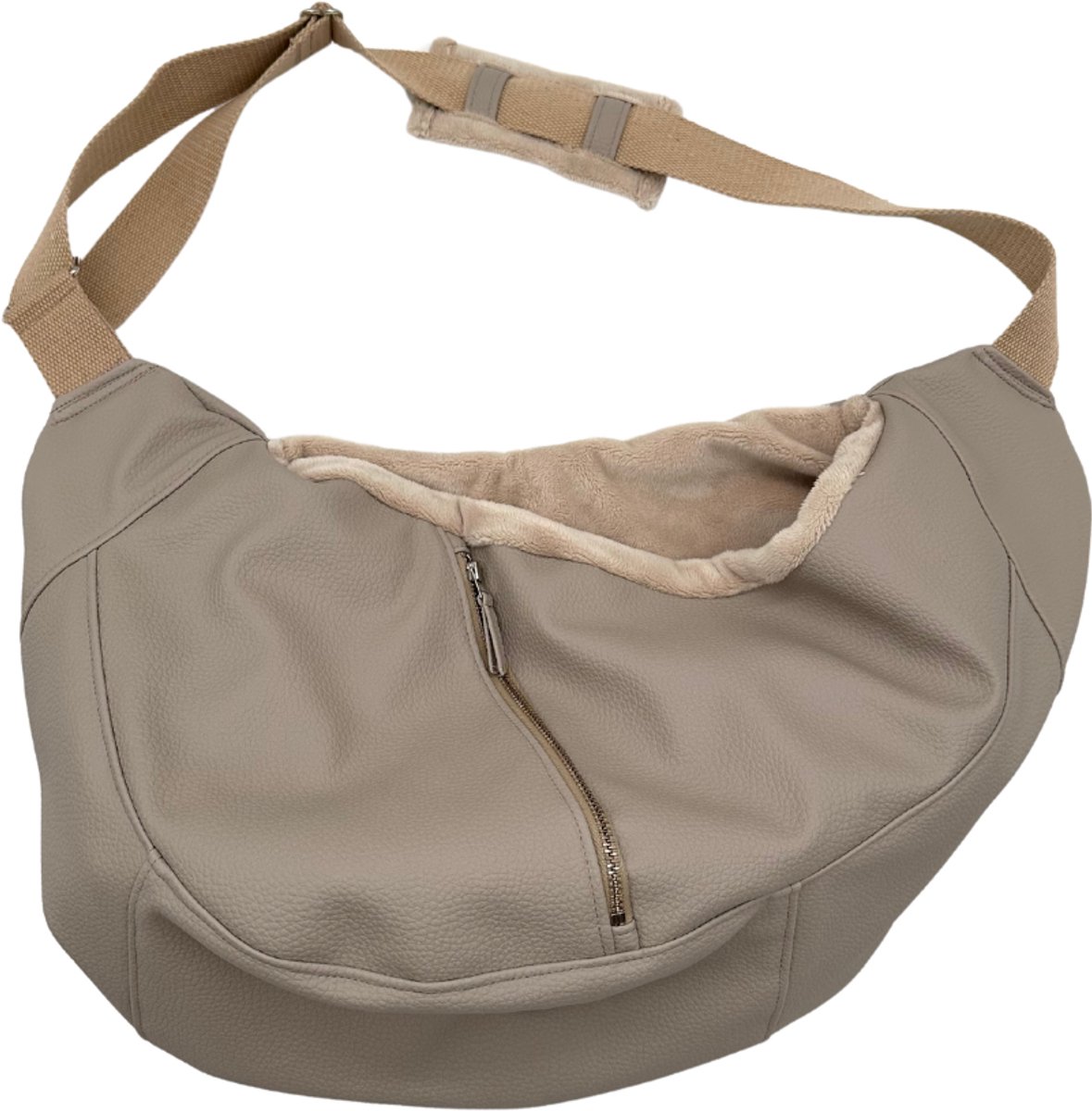 Leren Hondendraagzak - Luxe Hondentas - Ergonomische Draagzak Hond - Handgemaakt - Beige - Maat L = tot 10 kg L