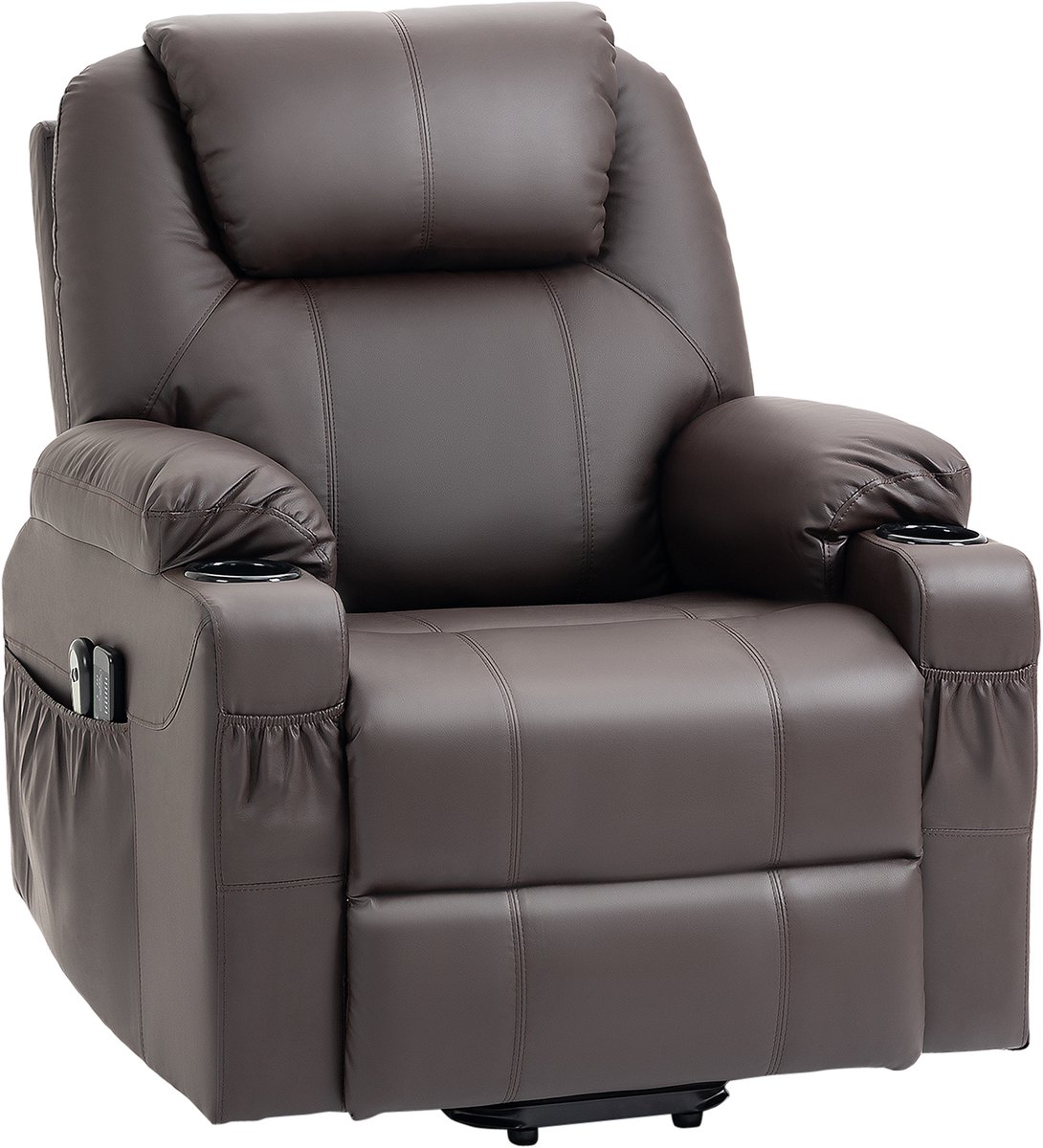 Massagestoel - Relaxfauteuil - Zetel - Sta op stoel elektrisch - Stof - 1 persoons - Met armleuning - Zeer comfortabel - Elektrisch - Bruin